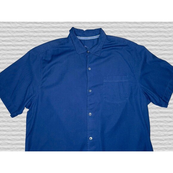 Tommy Bahama Silk Blend Short Sleeve Shirt Mens XL Navy Blue Camp Button Front - Picture 3 of 7
